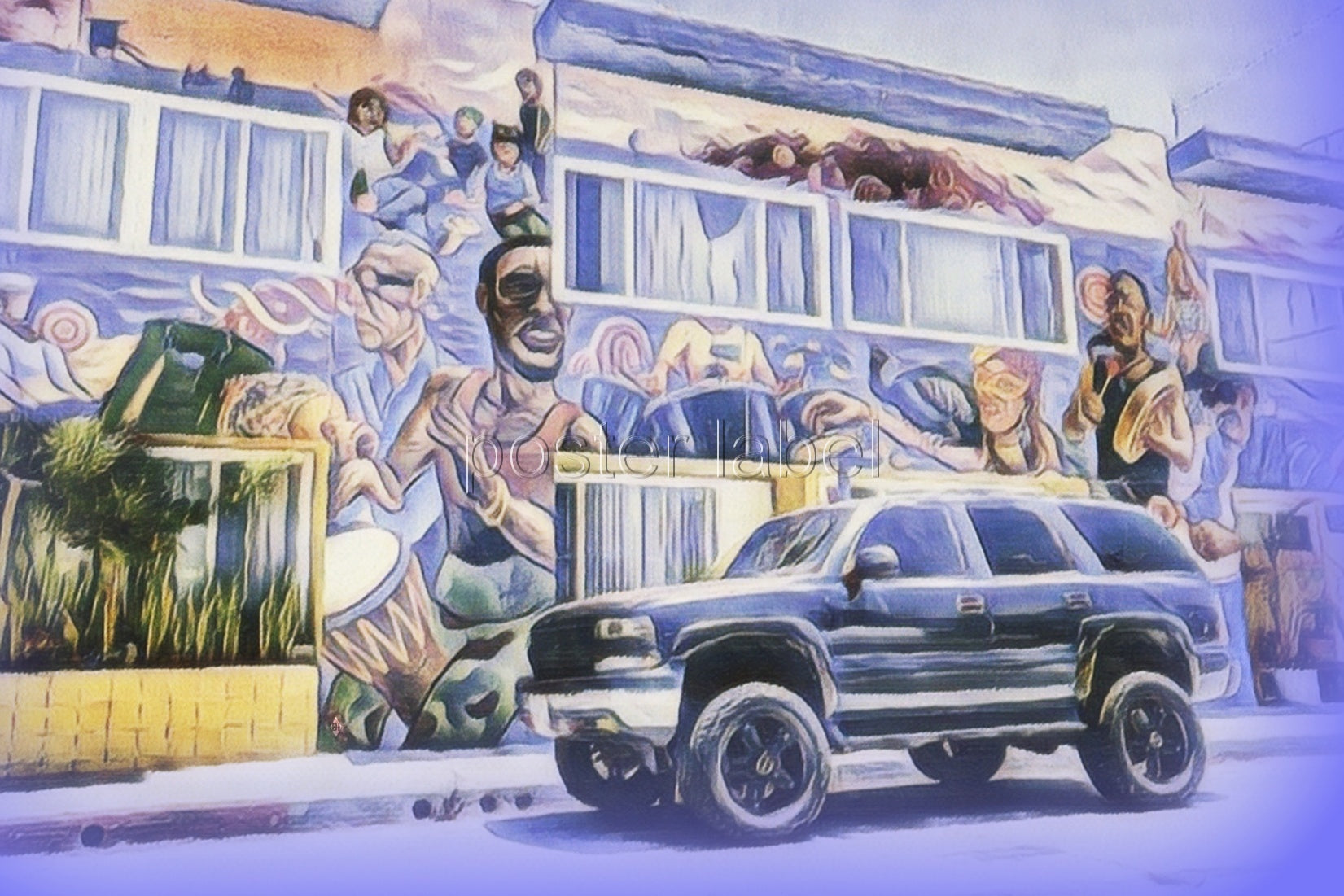 Digital Poster "crazy car" from Miami – Minimalist Design