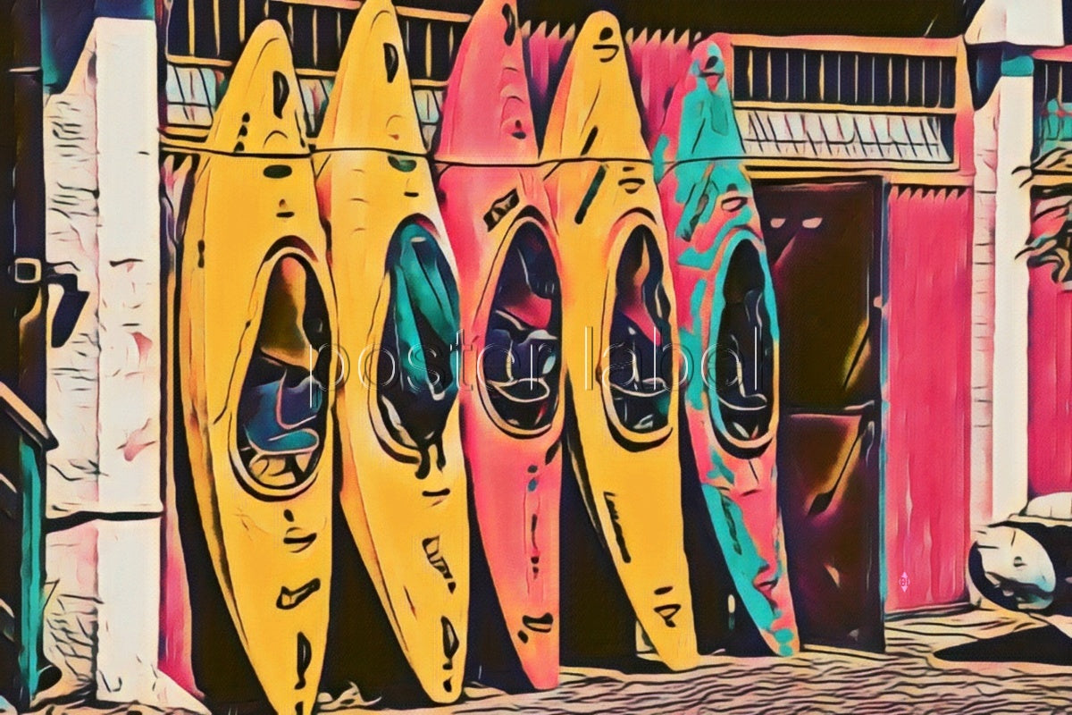 Digital Poster "kayaks" from Prague – Minimalist Design