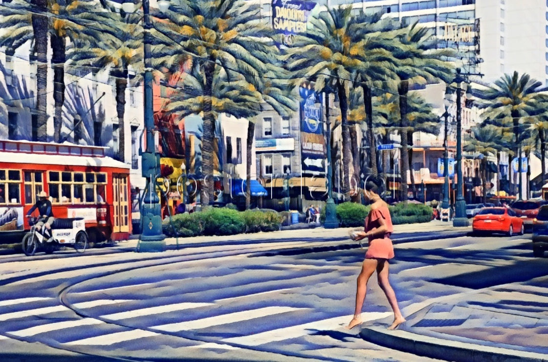 Digital Poster "crossing woman" from New Orleans – Minimalist Design