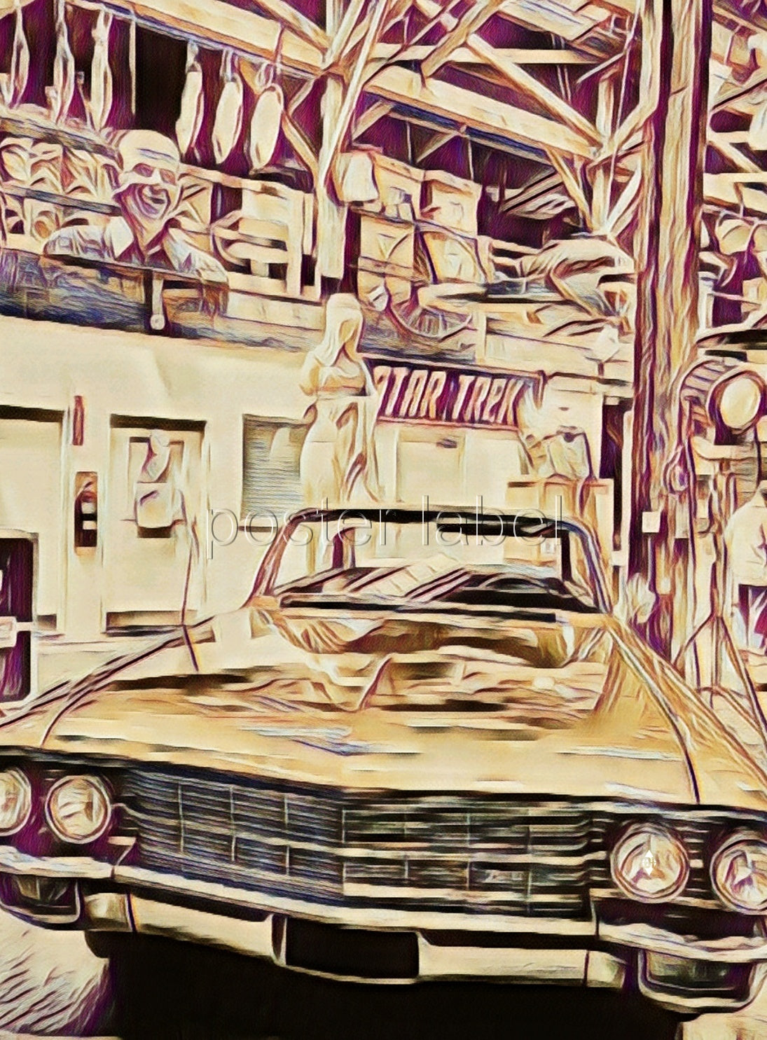 Digital Poster "old car" from LA – Minimalist Design