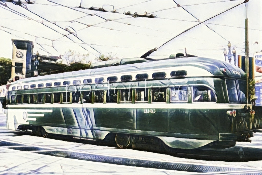 Digital Poster "Green tram" from San Francisco – Minimalist Design